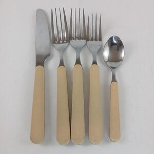 Vintage‎ Studio Nova Flatware 5-piece Stainless steel with beige handles